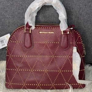 NWT Michael Kors Studded Handbag, Never used, handbag/crossbody bag, Merlot